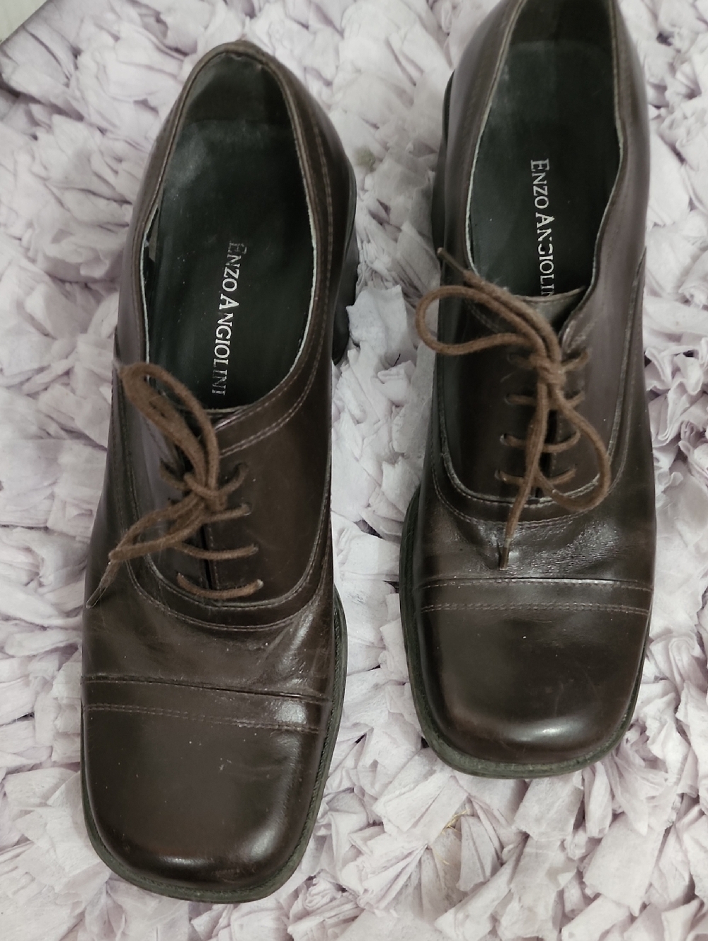 Enzo Angiolini Dark Brown Leather Lace-Up Oxfords